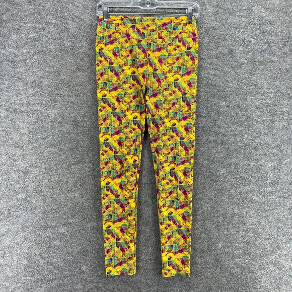 LulaRoe Leggings Women One Size Yellow Geometric Pull On High Rise Capri Casual - Picture 1 of 10